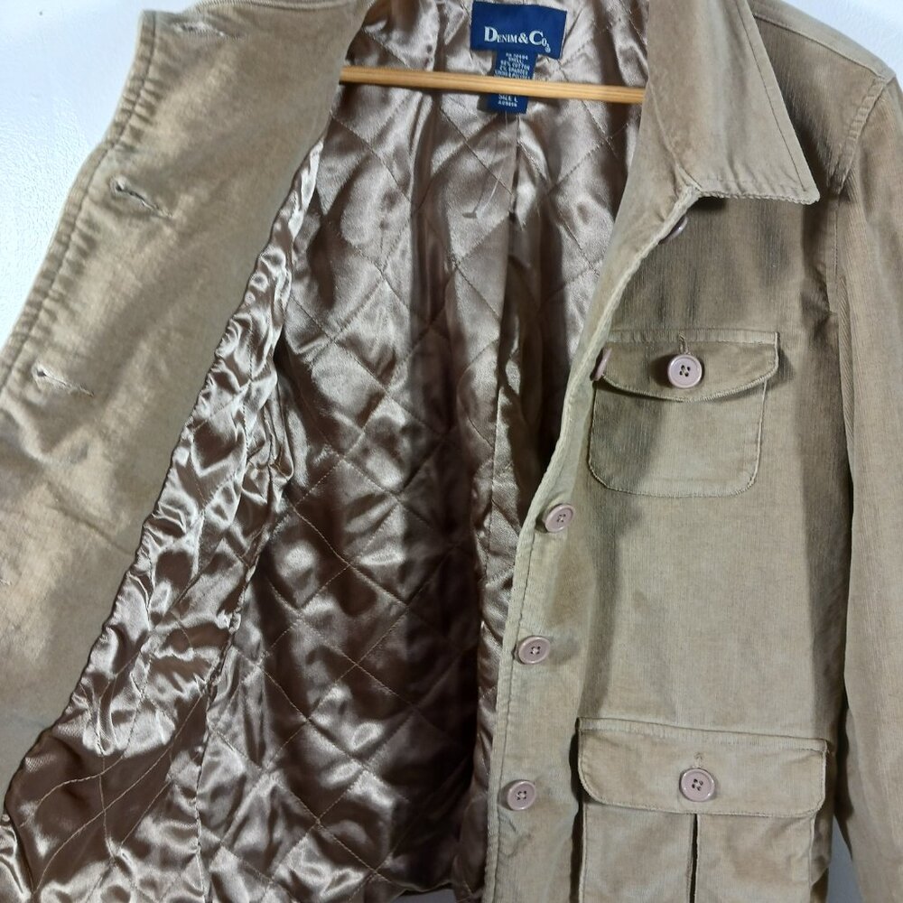 Denim & Co. Women's Utility Jacket, Tan Corduroy, Size Large, Safari Barn Chore - Picture 9 of 15